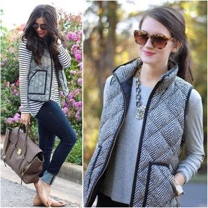J Crew Herringbone Quilted Puffer Vest Size Small